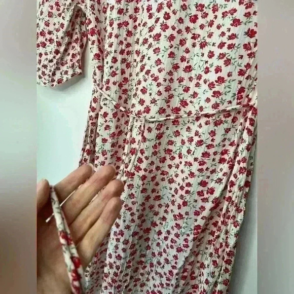 Billabong Red & White Floral Midi Dress XS V-Neck Garden Girl Euro Summer Dress - Picture 11 of 16